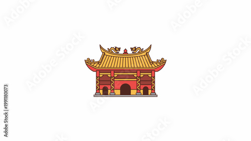 Traditional Chinese temple vector illustration on white background