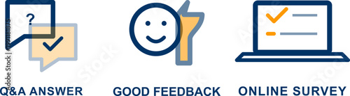 Digital survey and feedback icons qa positive response and online forms