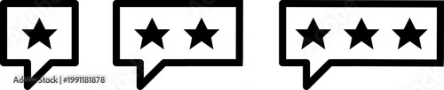 Rating system illustration speech bubbles with increasing star counts
