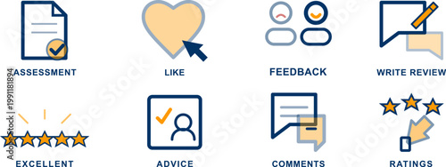 Collection of digital icons representing various online services and concepts