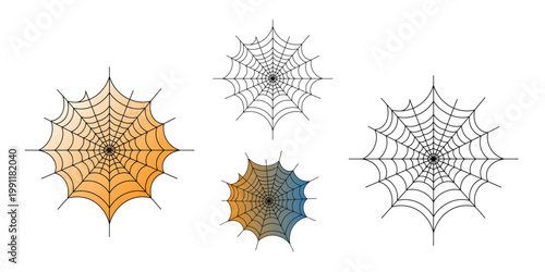 Happy halloween intricate spiderweb designs watercolor and line art for spooky celebrations
