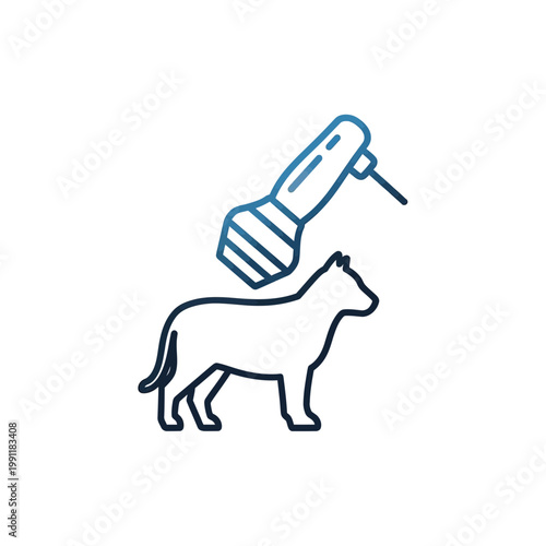 Ultrasound Probe Animal Silhouette Icon for Vet Diagnostics. transparent.