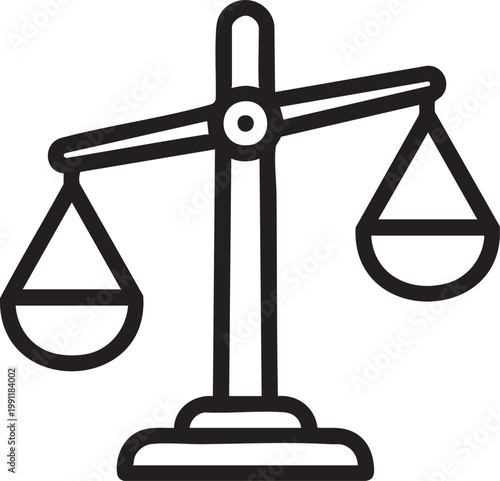 Balance scale icon, law and justice symbol, weighing scales, equilibrium sign
