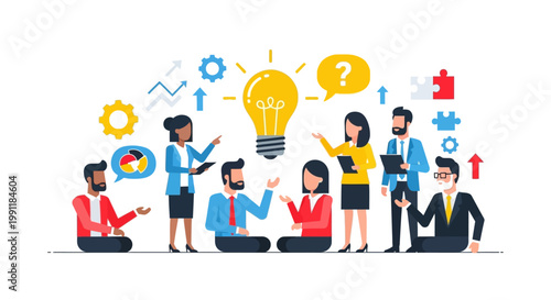 Business People Discussing Ideas Together.