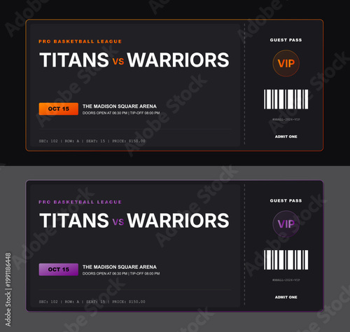Titans vs warriors game ticket or advertisement digital display