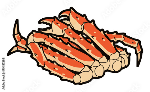 King crab legs isometric view vector clipart. Generative AI