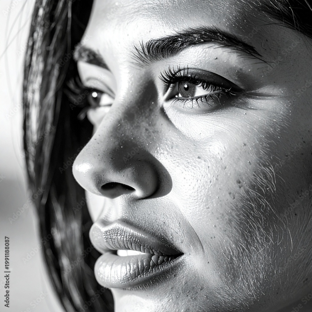 Obraz premium Close-up of a 30-year-old beautiful hispanic woman's face.