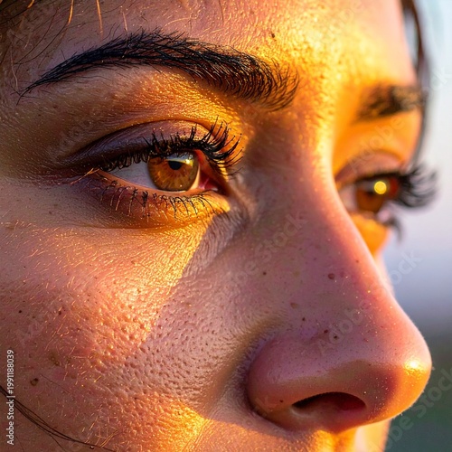 Close-up of a 30-year-old beautiful hispanic woman's face.