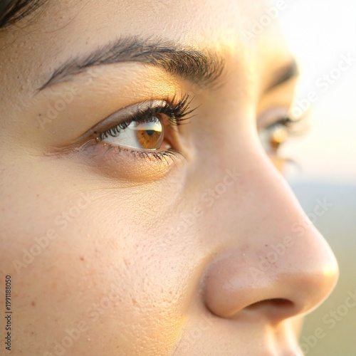 Close-up of a 30-year-old beautiful hispanic woman's face.