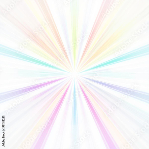 colorful rainbow rays bursting from center, radial light streaks, white background, vibrant spectrum colors, clean composition, high resolution, no text