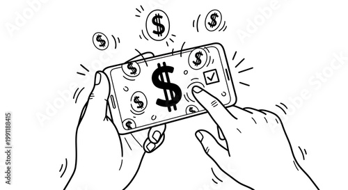 Cash Exchange and Business Transaction Illustration of Money in Motion During a Sale.