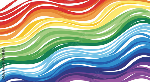 Fotografía Abstract background with flowing wavy lines in a vibrant rainbow color spectrum, creating a dynamic and colorful pattern