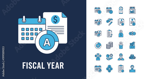 Fiscal Year Calendar and Financial Planning Illustration for Corporate Reporting.