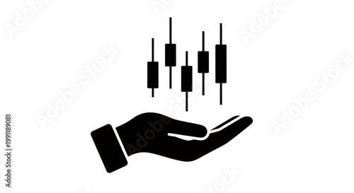 Hand Supporting Candlestick Chart Indicating Stock Market Trading and Financial Activity.