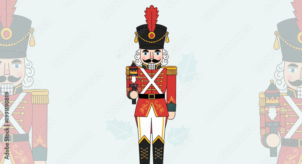 Naklejka premium Colorful illustration of a nutcracker soldier toy.