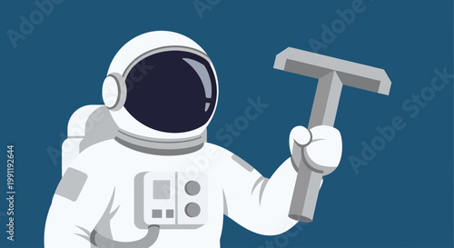 Astronaut Holds Razor Ready for Space Grooming Routine