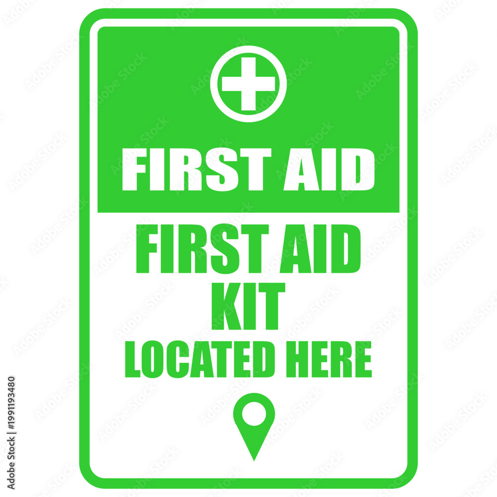 Ταπετσαρία First Aid, First aid kit locate here, sign sign vector