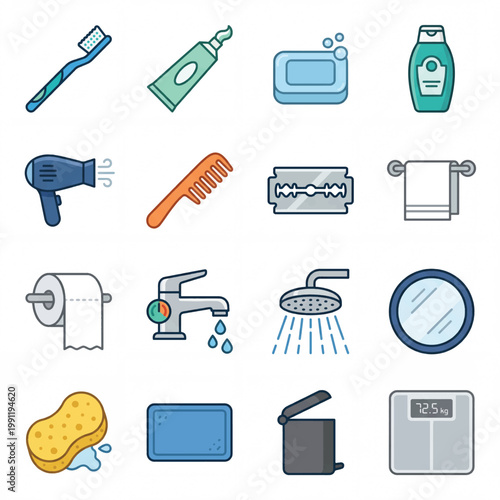 Collection of Bathroom Hygiene and Personal Care Items.