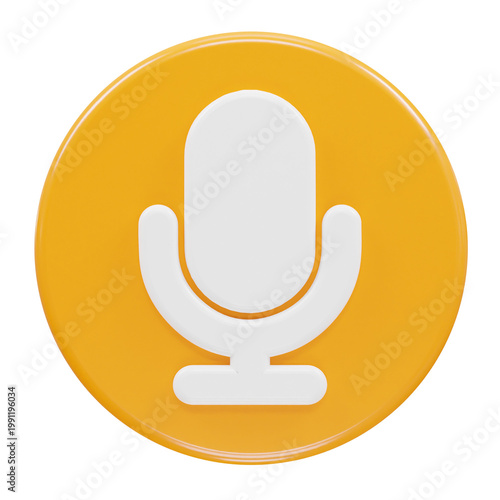 A microphone icon on a yellow circle with a black background