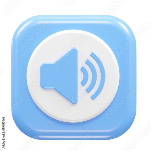 A blue and white speaker icon on a black background