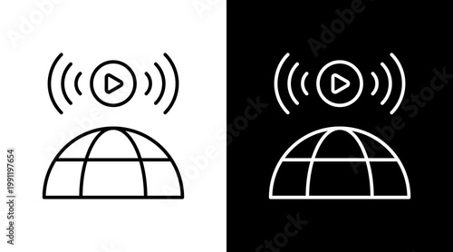 Live Update Outline White Icon Set Design