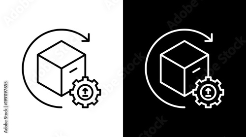 Package Update Outline White Icon Set Design