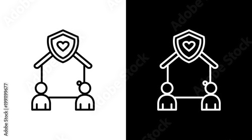 Elderly Care Outline White Icon Set Design