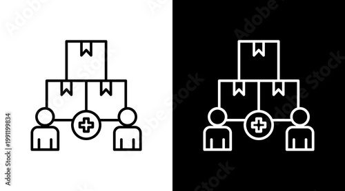 Humanitarian Aid Outline White Icon Set Design