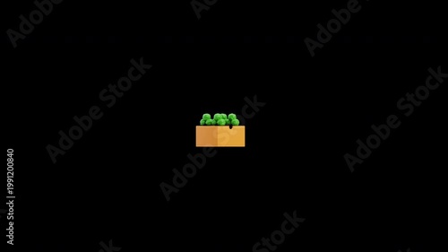 3d animation of green vegetables in box