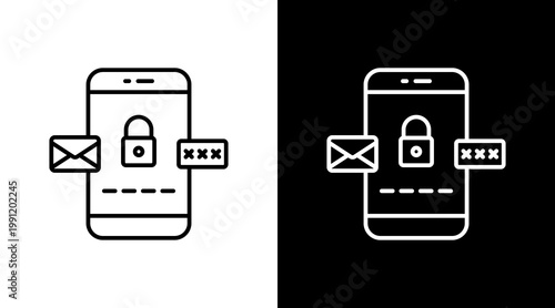 Otp Verification Outline White Icon Set Design