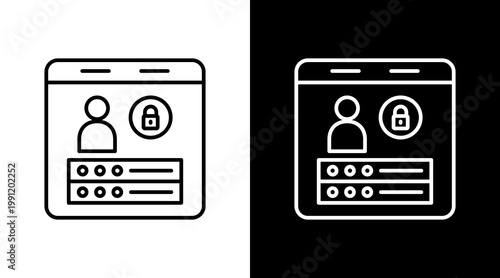Secure Login Outline White Icon Set Design