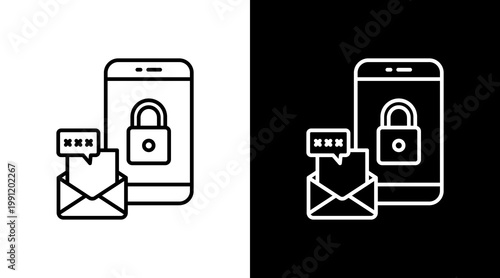 Authentication Code Outline White Icon Set Design