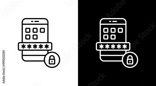 App Authentication Outline White Icon Set Design
