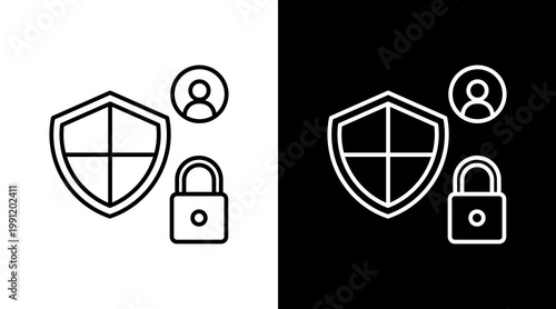 Authentication Shield Outline White Icon Set Design