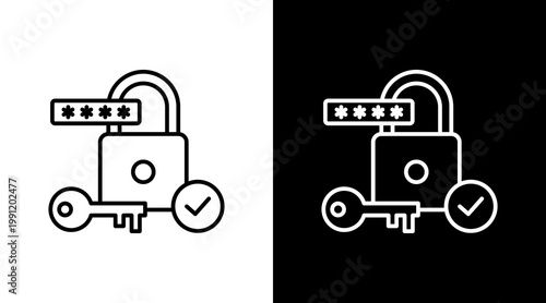 Login Security Outline White Icon Set Design