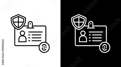 Identity Protection Outline White Icon Set Design