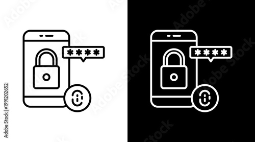 Authentication Lock Outline White Icon Set Design