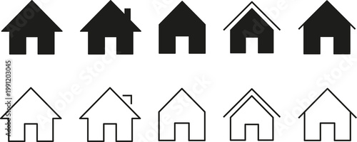 Web home icon set for websites and apps. Simple