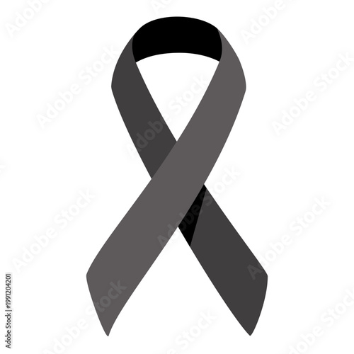 Black ribbon often used for international skin cancer awareness month in May in vector