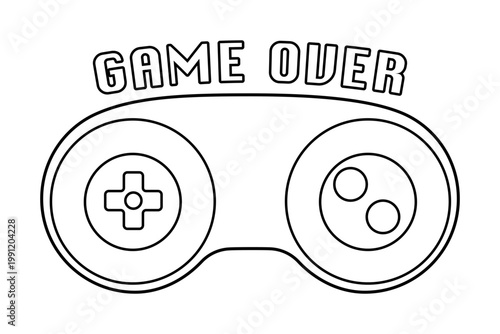 Retro style game controller with Game Over text vector illustration