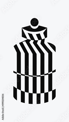 Stylized Black and White Pump Bottle with Optical Illusion Stripes dispenser geometric