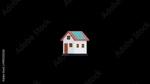 3d animation of house with solar panel