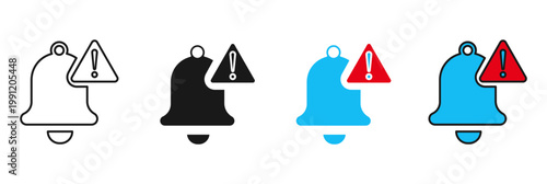 notification alert bell. notification alert bell icon with warning sign for system error and urgent reminder