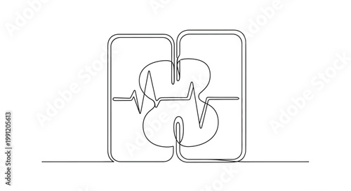 Heartbeat EKG Line Art on Abstract Background, Medical Health Concept