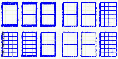 Hand drawn rectangular grids and divisions on lined paper