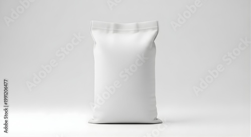 Isolated blank white paper sack for bulk food, flour, sugar, or grain product packaging mockup, branding template
