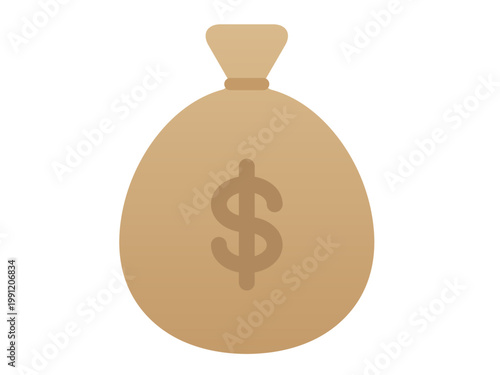 Money Bag with Dollar Sign Vector Illustration: Financial Wealth, Global Currency, and Business Investment Concept Isolated on White