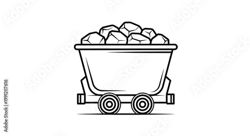 Full Mine Cart with Rocks and Stones, Industrial Transportation