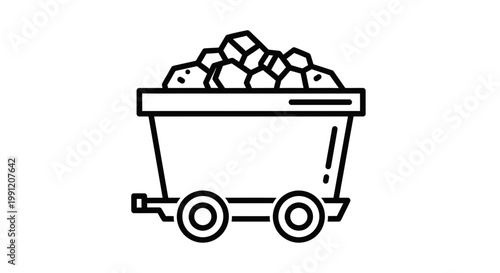 Full Ore Cart with Rocks and Minerals, Industrial Transportation