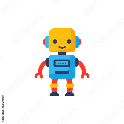 Cute Cartoon Robot Character Vector Illustration